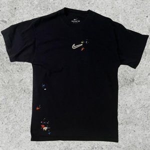 Nike Embroidered Paint Splatter T Shirt Black Size Small